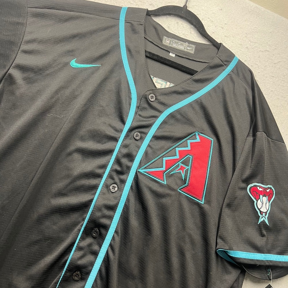 Nike Arizona Diamondbacks‎ MLB Jersey Mens 4XL Black Teal Mr. Schellhorn 12 NWT